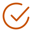 An orange checkmark inside an incomplete orange circle, displayed on a white background.